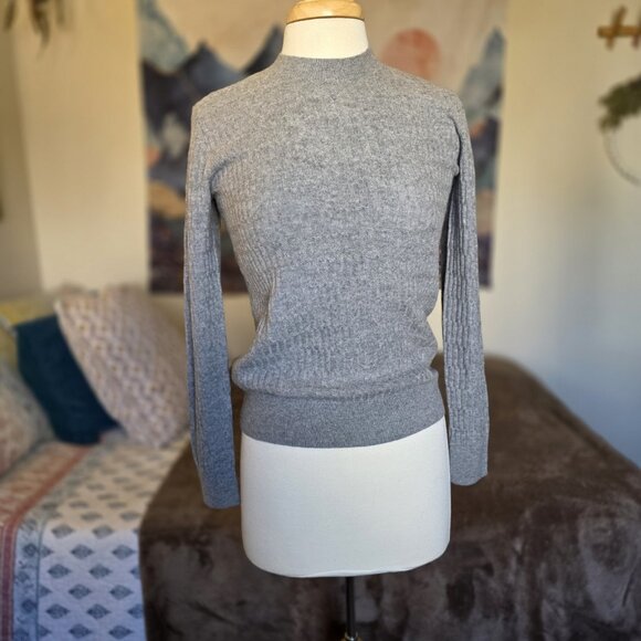 NWT Club Monaco 100% Cashmere Sweater Women’s Small Heather Grey Mock Neck Soft - Picture 9 of 14